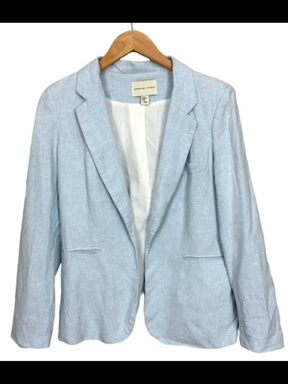 ADRIENNE VITTADINI Linen-Cotton Blend Blazer - Light Blue